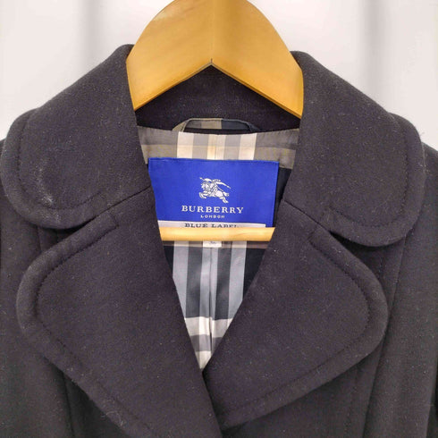 バーバリーブルーレーベル BURBERRY BLUE LABEL 裏地ノバチェック ウール チェスターコート レディース 36