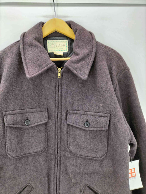 メルトン melton 70S 動物小文字タグ USA製 裏地キルティング ウール メルトン ジップアップ ジャケット ドンキー ジャケット メンズ import:L