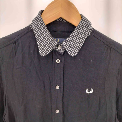 フレッドペリー FRED PERRY 襟チェック切替 レーヨン シャツワンピース レディース US:4
