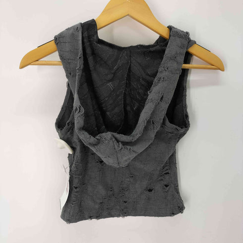 クロップドタンクトップ フード付き グランジ レディース import:S