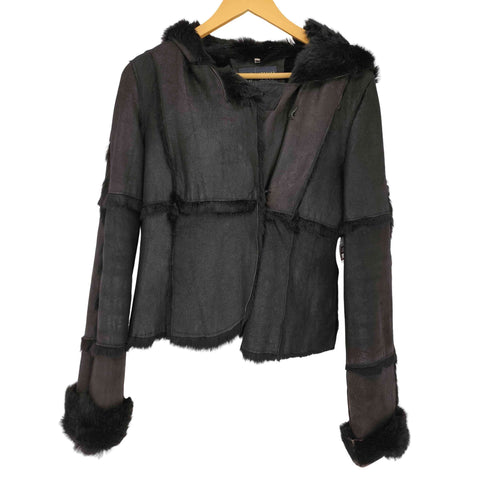 アルマーニジーンズ ARMANI JEANS 裏地ファー パッチワークレザー ジャケット レディース FR:34