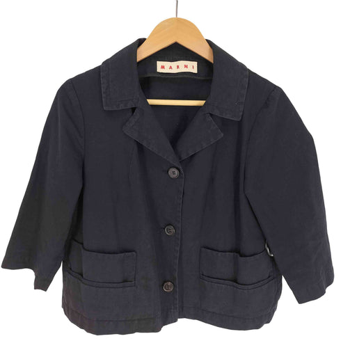 マルニ MARNI ポルトガル製 3B リネン混 マルチポケット クロップド ジャケット レディース EUR:40