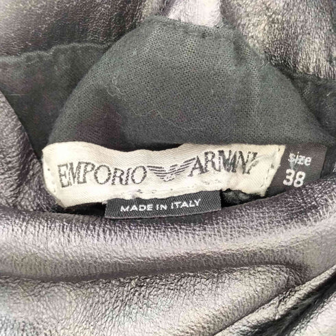 エンポリオアルマーニ EMPORIO ARMANI 裏地ファー レザーパッチワークノーカラーコート レディース EUR:38