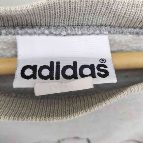 アディダス adidas 90S USA製 トレフォイルロゴ 刺繍 裏起毛 ポリコットン ラグランスリーブ クルーネック スウェット メンズ import:L