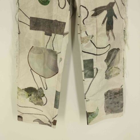 オオタ ohta 15AW 総柄 ウサギ 瓶 石 サイドフリンジ ワイド パンツ メンズ W2