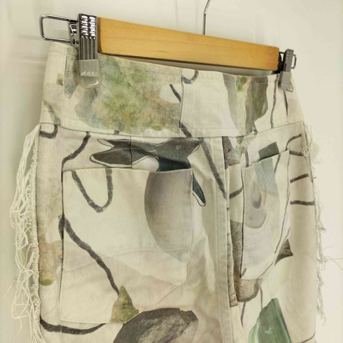 オオタ ohta 15AW 総柄 ウサギ 瓶 石 サイドフリンジ ワイド パンツ メンズ W2