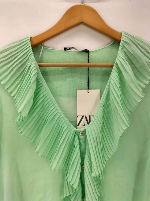 ザラ ZARA NWT COMBINATION RUFFLED BLOUSE コンビネーションn フリル ブラウス レディース import:XS