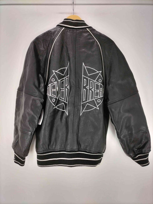 ザラ ZARA Leather biker jacket カウレザー バック 刺繍 スタジアム ジャケット スタジャン メンズ import:S