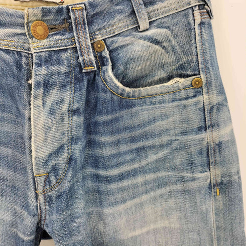 ペペジーンズロンドン PEPE JEANS LONDON HERITAGE シンチバック ボタンフライ ダメージ ストレートデニム メンズ