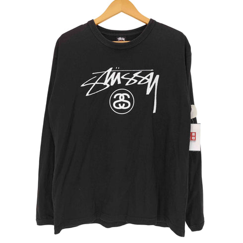 ステューシー Stussy 00s メキシコ製 コットン フロントロゴプリント クルーネック長袖Tシャツ メンズ import:M