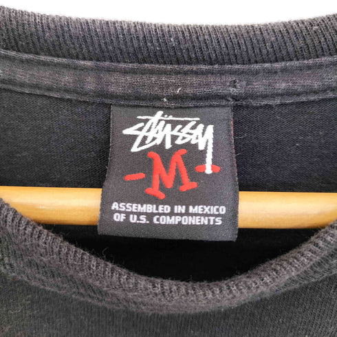 ステューシー Stussy 00s メキシコ製 コットン フロントロゴプリント クルーネック長袖Tシャツ メンズ import:M