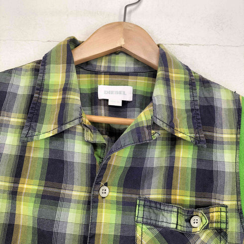 ディーゼル DIESEL チェック柄ワッペンデザイン開襟シャツ Y2K レディース XL