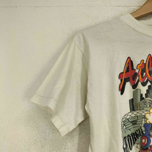 袖裾シングル フロントプリントクルーネックTシャツ メンズ