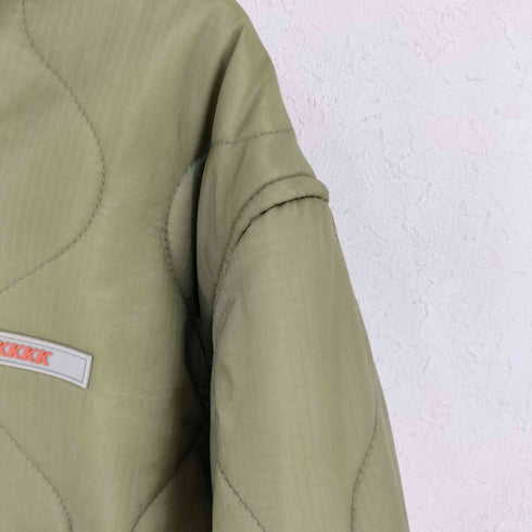 KKKKKK LINER JACKET スパンコールメッセージ キルティング ライナージャケット レディース import:M