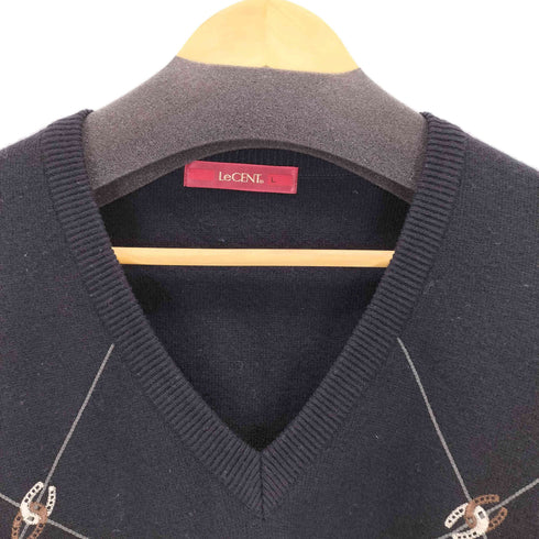 レセント LeCENT カシミヤ混 総柄Vネックセーター メンズ JPN:L