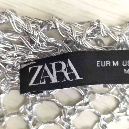 ザラ ZARA かぎ網 シアーメタリックキャミドレス レディース import:M