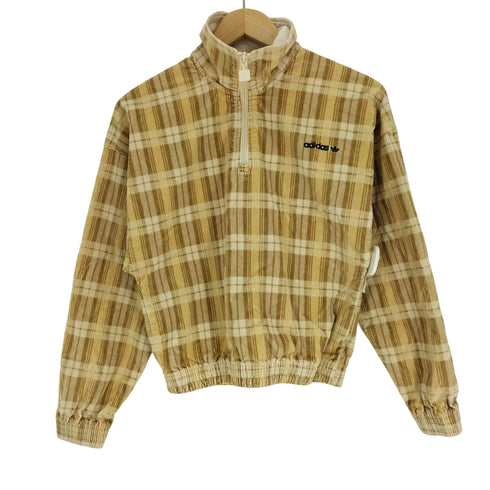 アディダスオリジナルス adidas Originals 24SS CORDUROY TARTAN HALF ZIP TOP コーデュロイ タータン ハーフジップトップ レディース import:S