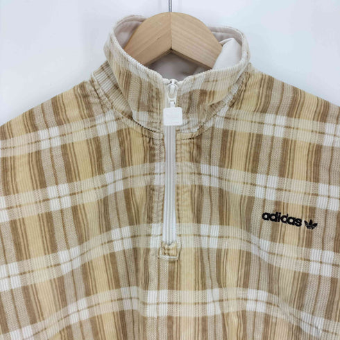 アディダスオリジナルス adidas Originals 24SS CORDUROY TARTAN HALF ZIP TOP コーデュロイ タータン ハーフジップトップ レディース import:S