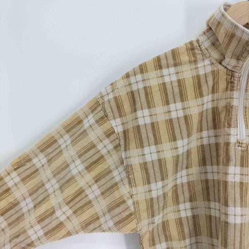 アディダスオリジナルス adidas Originals 24SS CORDUROY TARTAN HALF ZIP TOP コーデュロイ タータン ハーフジップトップ レディース import:S