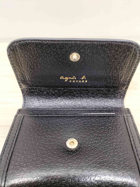 アニエスベーボヤージュ agnes b. VOYAGE シボ革 レザー 二つ折り カードケース コインケース レディース