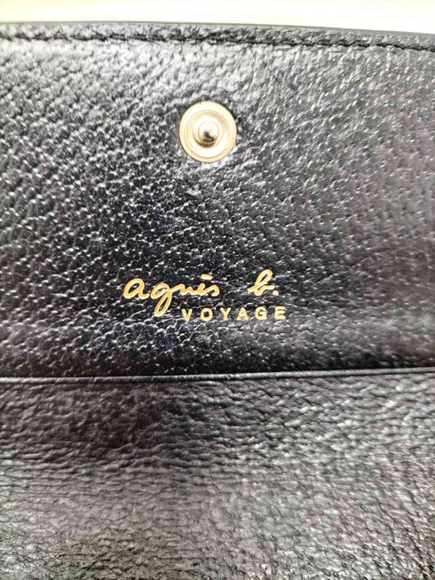 アニエスベーボヤージュ agnes b. VOYAGE シボ革 レザー 二つ折り カードケース コインケース レディース