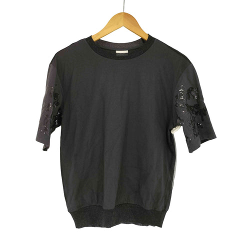ドリスヴァンノッテン DRIES VAN NOTEN スパンコールデザイン 異素材 切替 Tシャツ レディース