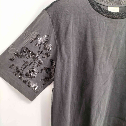 ドリスヴァンノッテン DRIES VAN NOTEN スパンコールデザイン 異素材 切替 Tシャツ レディース