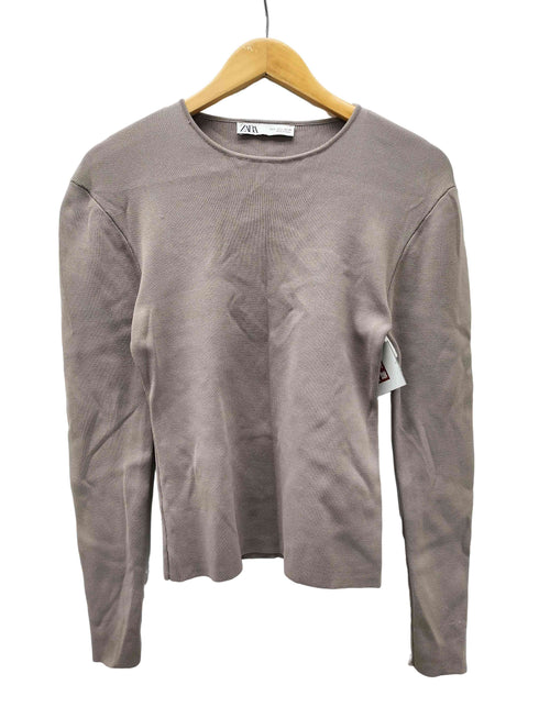 ザラ ZARA リブニット クルーネック カットソー レディース import:L