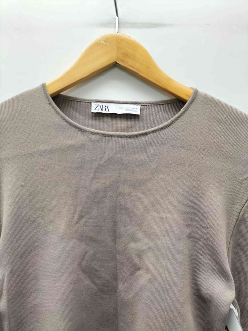 ザラ ZARA リブニット クルーネック カットソー レディース import:L