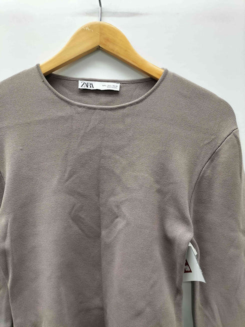 ザラ ZARA リブニット クルーネック カットソー レディース import:L