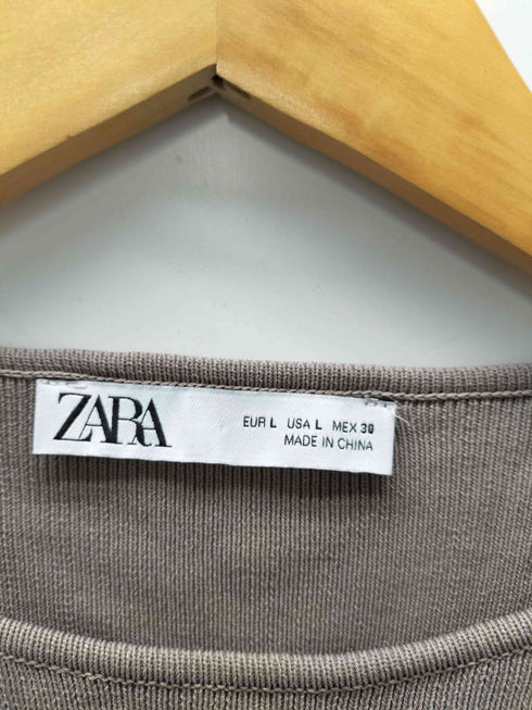 ザラ ZARA リブニット クルーネック カットソー レディース import:L