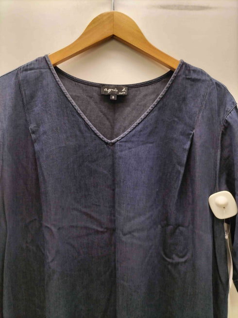 アニエスベー agnes b. PARIS コットン シャンブレー S/S Vネック ワンピース レディース 2