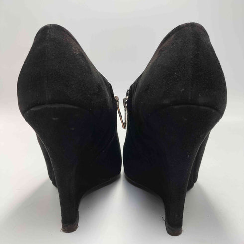 ラルフローレンパープルレーベル RALPH LAUREN PURPLE LABEL イタリア製 サイドジップ スウェード ウェッジソール ショート ブーティ ブーツ レディース US:7.5