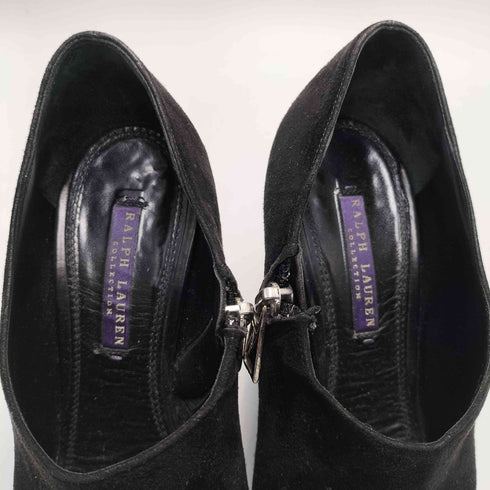 ラルフローレンパープルレーベル RALPH LAUREN PURPLE LABEL イタリア製 サイドジップ スウェード ウェッジソール ショート ブーティ ブーツ レディース US:7.5