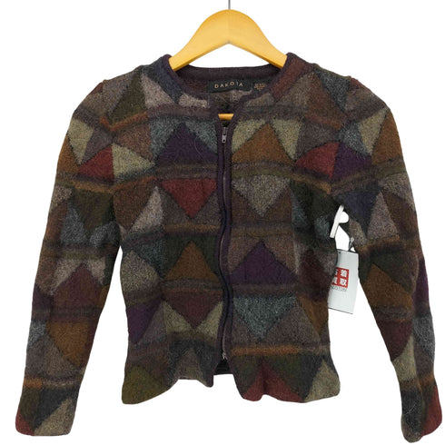 ダコタ dakota Y2K アルパカ100 ノーカラー ノルディック ジップアップ ニットジャケット レディース import:M