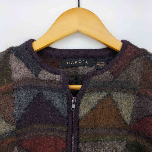 ダコタ dakota Y2K アルパカ100 ノーカラー ノルディック ジップアップ ニットジャケット レディース import:M