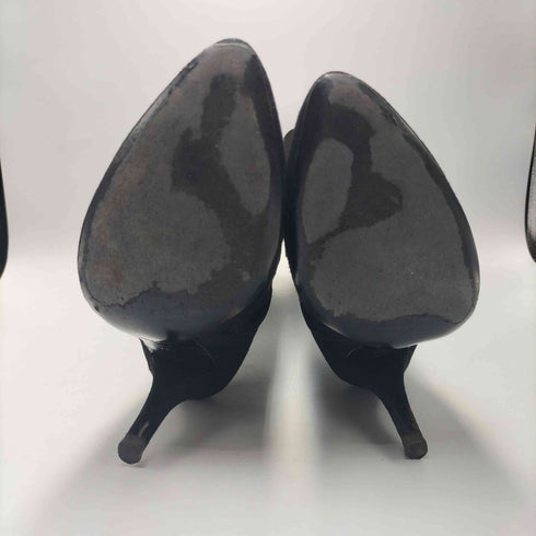 ラルフローレンパープルレーベル RALPH LAUREN PURPLE LABEL イタリア製 サイドジップ 編み込み リボン デザイン スウェード ヒール ロング ブーツ レディース US:7.5