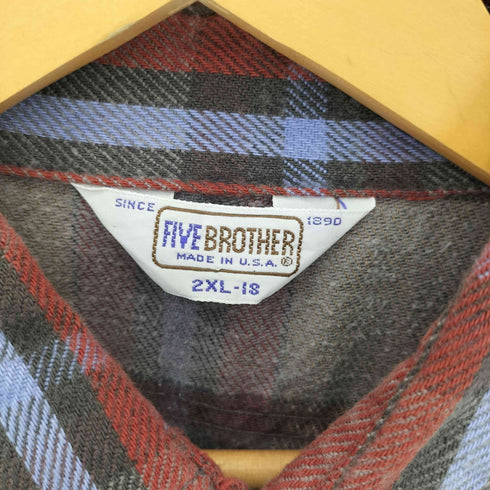 ファイブブラザー FIVE BROTHER 70-80s USA製 ヘビーフランネルシャツ メンズ  2XL-18