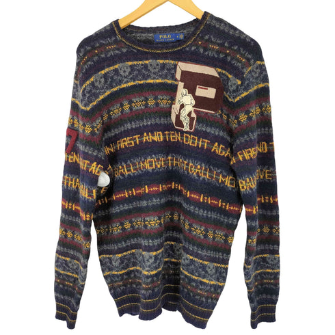 ポロラルフローレン POLO RALPH LAUREN アルパカモヘア エルボーパッチ付きワッペンニット メンズ import:M