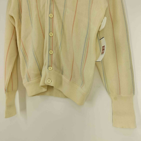 ラコステ LACOSTE 70-80S スペイン製 ロゴ刺繍 ストライプ アクリル カーディガン メンズ G