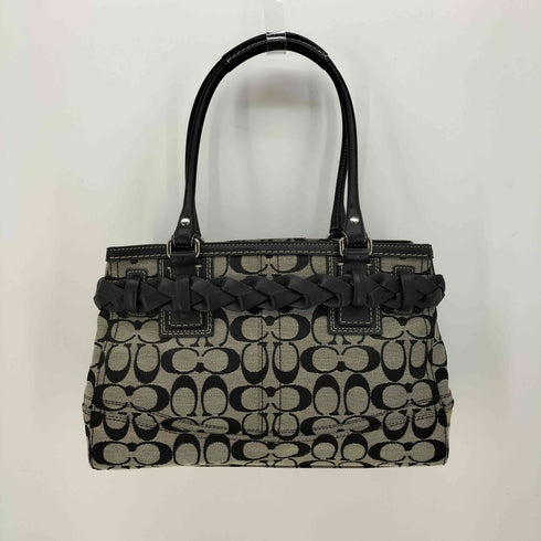 コーチ COACH シグネチャー キャンバスレザー タッセル ハンドバッグ レディース