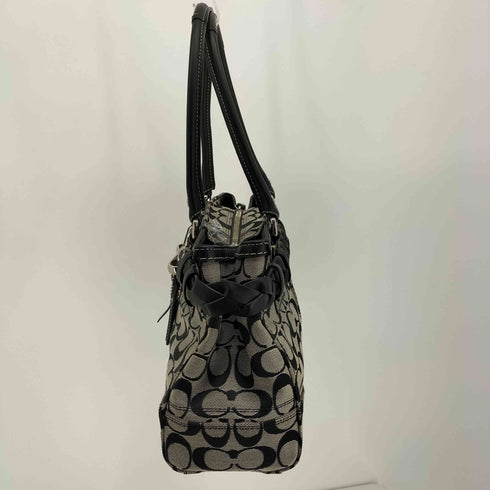 コーチ COACH シグネチャー キャンバスレザー タッセル ハンドバッグ レディース