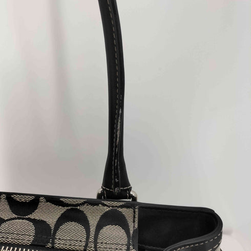 コーチ COACH シグネチャー キャンバスレザー タッセル ハンドバッグ レディース