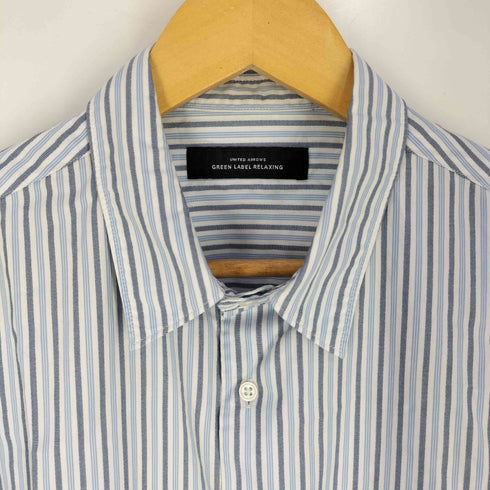 ユナイテッドアローズグリーンレーベルリラクシング UNITED ARROWS green label relaxing CM ドビーストライプ ジャストルーズ レギュラーカラー 長袖シャツ メンズ JPN:L