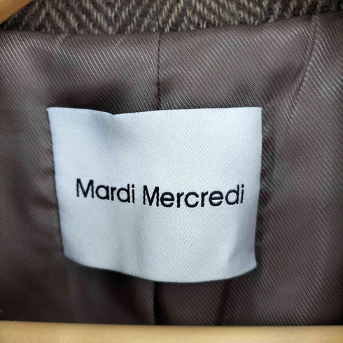 マルディメクルディ Mardi Mercredi ヘリンボーン ウール ベルテッド ステンカラーコート レディース ONE SIZE