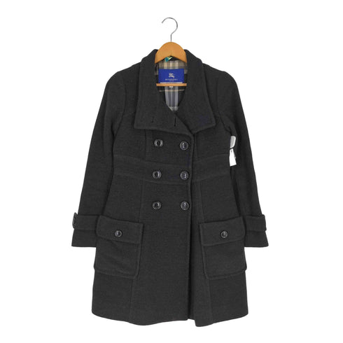 バーバリーブルーレーベル BURBERRY BLUE LABEL モヘヤ混 裏地ノバチェック ダブルハーフコート レディース 38