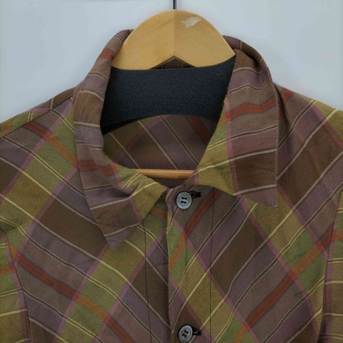 コムデギャルソン COMME des GARCONS 93AW 脱色期 別布再構築 ランダムチェック クレイジーロングシャツワンピース レディース S