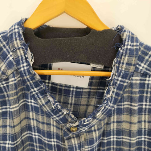 キングサイズ KINGSIZE ノーカラーチェックネルシャツ メンズ 7XL