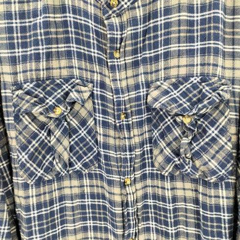 キングサイズ KINGSIZE ノーカラーチェックネルシャツ メンズ 7XL