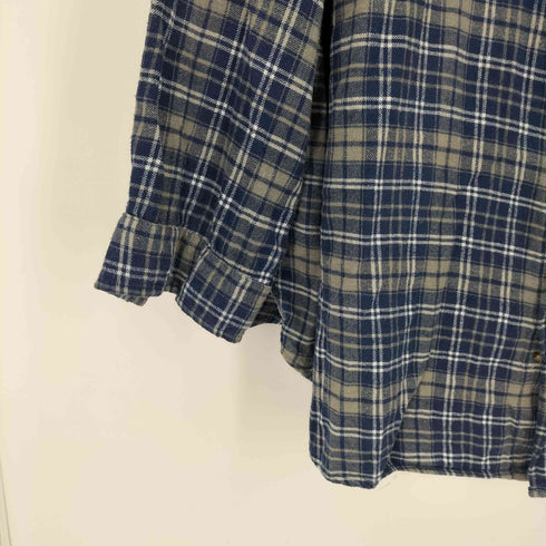 キングサイズ KINGSIZE ノーカラーチェックネルシャツ メンズ 7XL